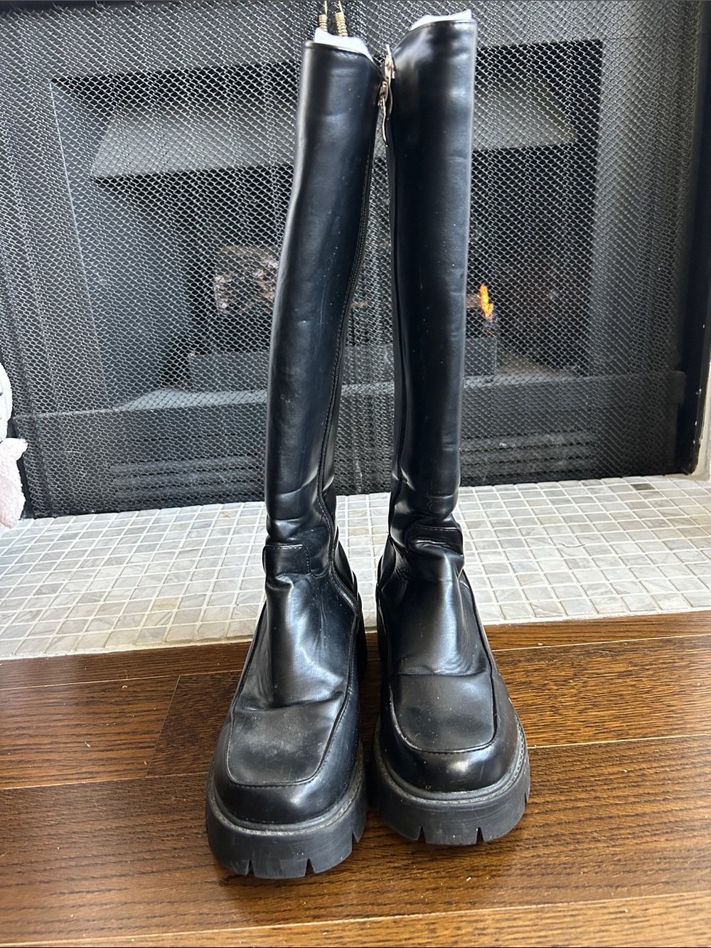 Black Tall Platform Boots - Women - Picture 2 of 5